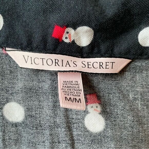 Victoria's Secret Snowman Pajama Top Women's Size M Black White Red Coquette - Picture 11 of 12